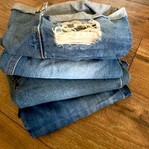 1Skirt 1shorts and 2crystal distressed jean